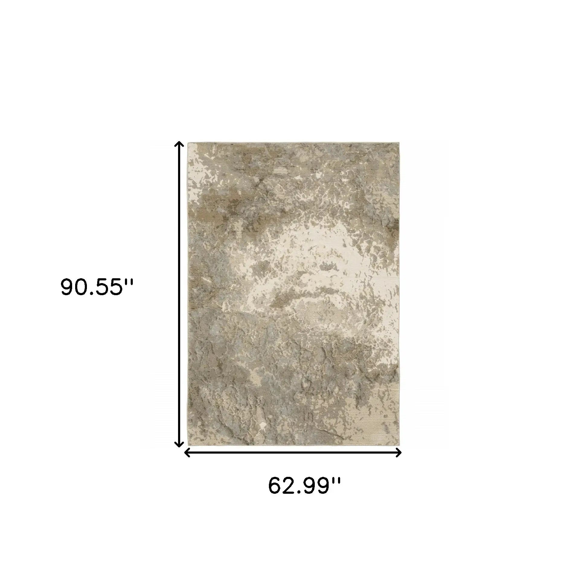 5' X 7' Gray and Ivory Abstract Power Loom Area Rug - Homeroots - Flyclothing LLC