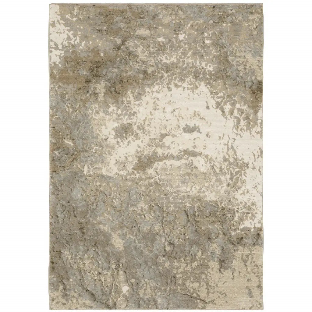 7' X 10' Gray and Ivory Abstract Power Loom Area Rug - Homeroots - Flyclothing LLC