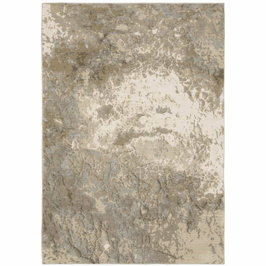7' X 10' Gray and Ivory Abstract Power Loom Area Rug - Homeroots - Flyclothing LLC