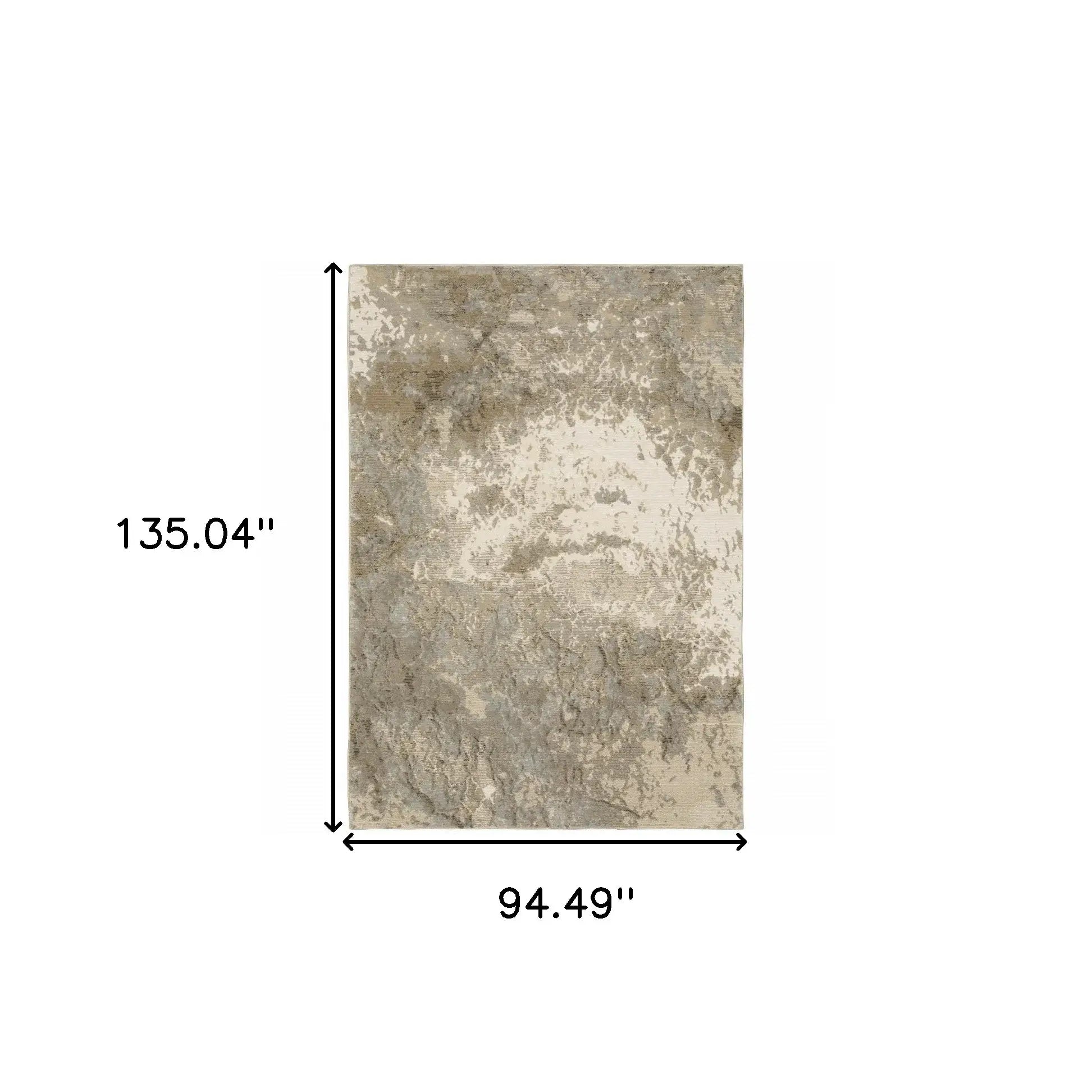 8' X 11' Gray and Ivory Abstract Power Loom Area Rug - Homeroots - Flyclothing LLC