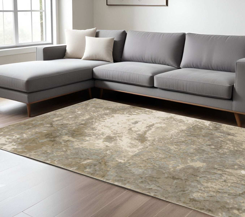 9' X 12' Gray and Ivory Abstract Power Loom Area Rug - Homeroots - Flyclothing LLC