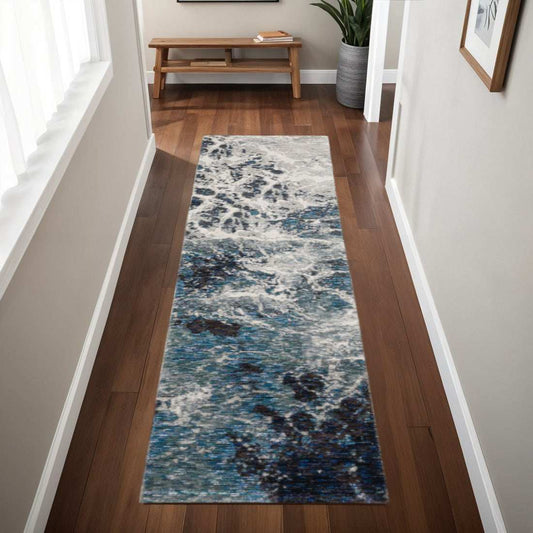 8' Runner Gray Abstract Power Loom Runner Rug - Homeroots - Flyclothing LLC