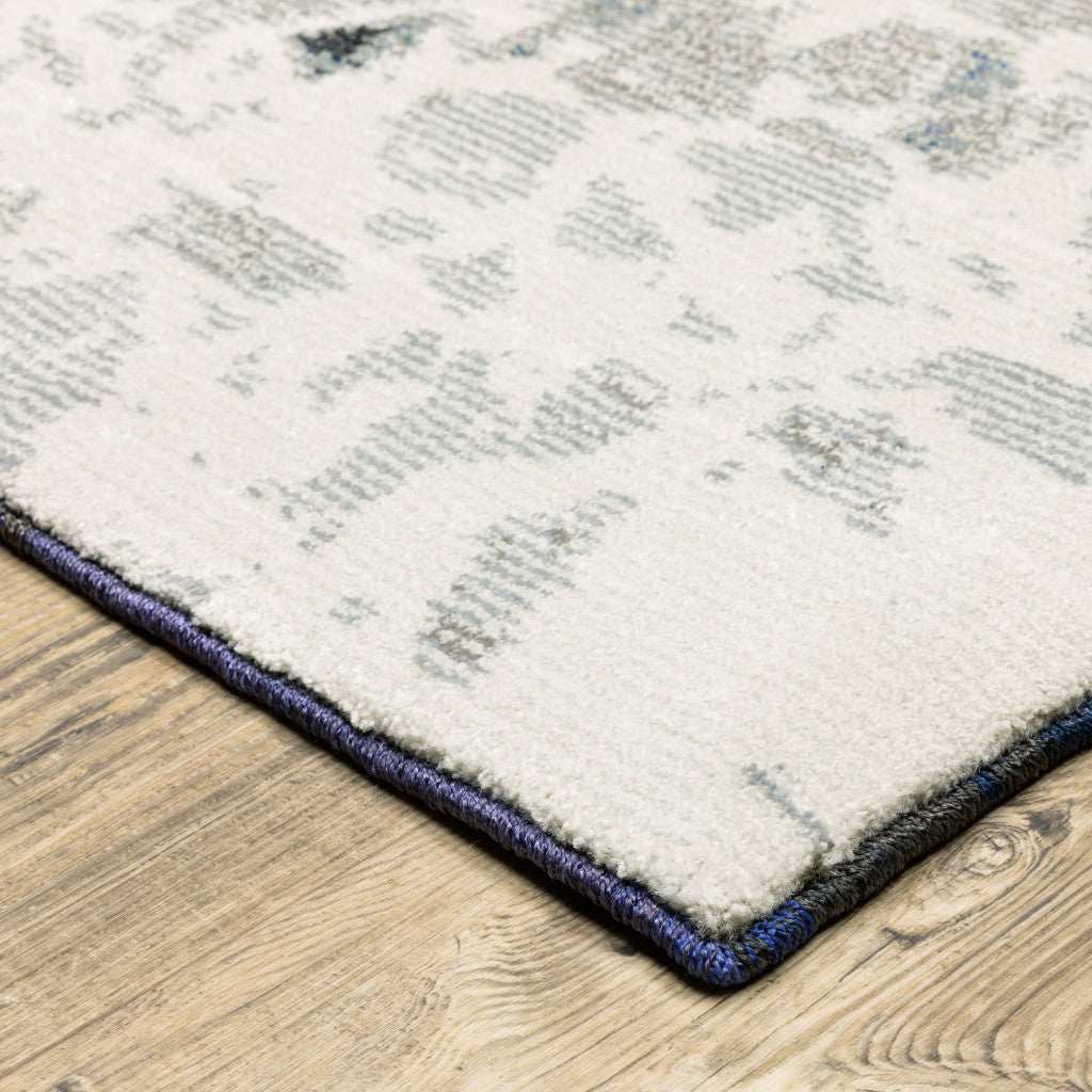 12' Runner Grey Teal and Green Abstract Power Loom Runner Rug - Homeroots - Flyclothing LLC