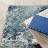 12' Runner Grey Teal and Green Abstract Power Loom Runner Rug - Homeroots - Flyclothing LLC