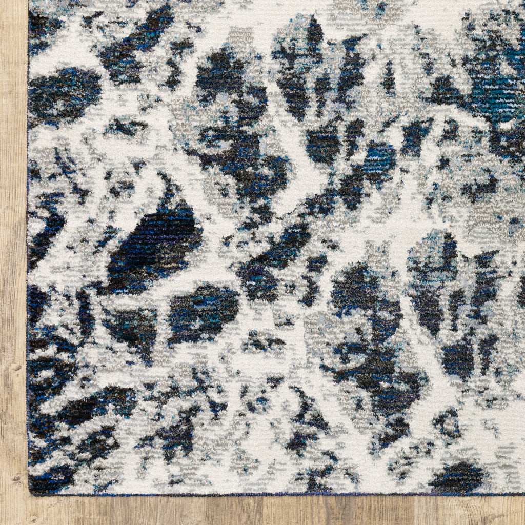 12' Runner Grey Teal and Green Abstract Power Loom Runner Rug - Homeroots - Flyclothing LLC