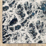 12' Runner Grey Teal and Green Abstract Power Loom Runner Rug