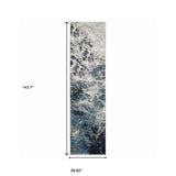 12' Runner Grey Teal and Green Abstract Power Loom Runner Rug - Homeroots - Flyclothing LLC