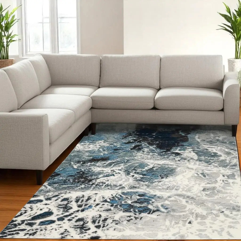 8' X 11' Gray Abstract Power Loom Area Rug - Homeroots - Flyclothing LLC