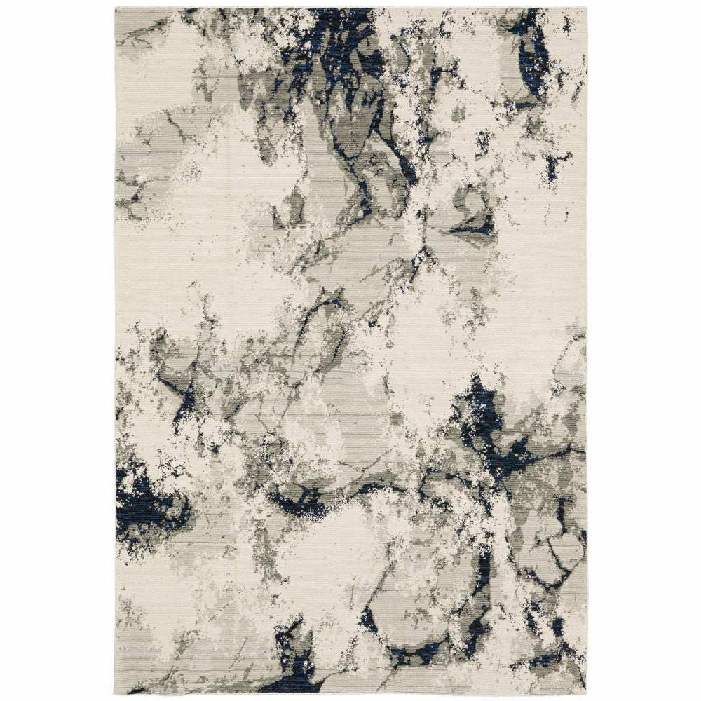 10' X 13' Gray and Black Abstract Power Loom Area Rug - Homeroots