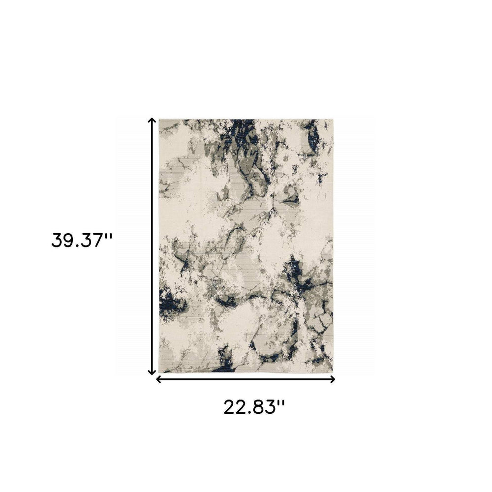 2' X 3' Gray and Black Abstract Power Loom Area Rug - Homeroots - Flyclothing LLC