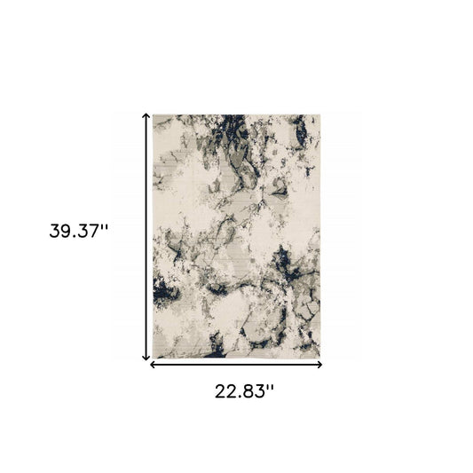 2' X 3' Gray and Black Abstract Power Loom Area Rug - Homeroots - Flyclothing LLC