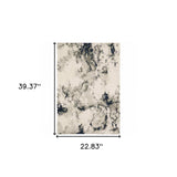 2' X 3' Gray and Black Abstract Power Loom Area Rug - Homeroots