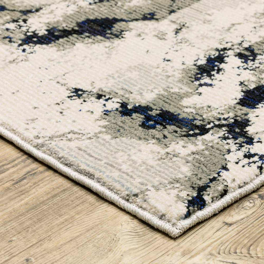 8' Runner Gray and Black Abstract Power Loom Runner Rug - Homeroots - Flyclothing LLC