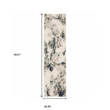 8' Runner Gray and Black Abstract Power Loom Runner Rug - Homeroots - Flyclothing LLC