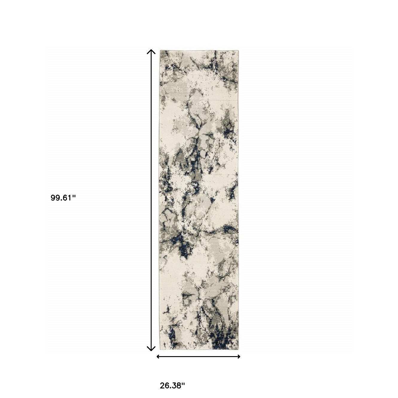 8' Runner Gray and Black Abstract Power Loom Runner Rug - Homeroots - Flyclothing LLC
