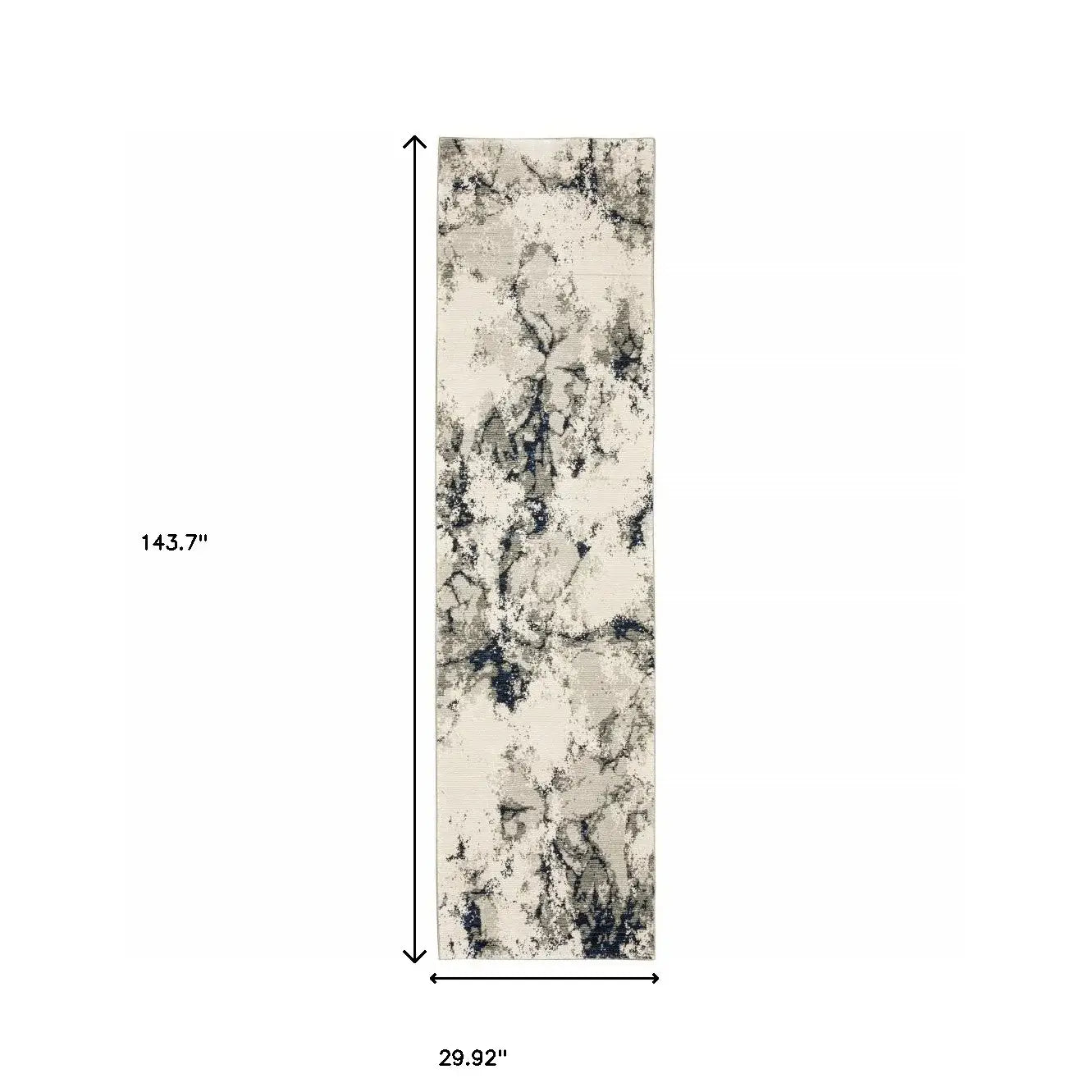 12' Runner Grey Black and Ivory Abstract Power Loom Runner Rug - Homeroots - Flyclothing LLC