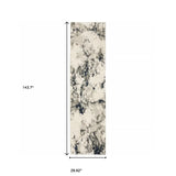 12' Runner Grey Black and Ivory Abstract Power Loom Runner Rug - Homeroots - Flyclothing LLC