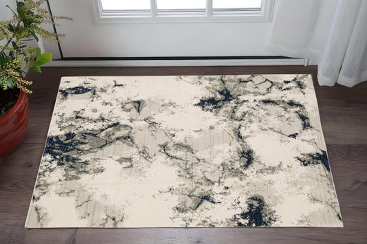 3' X 5' Gray and Black Abstract Power Loom Area Rug - Homeroots - Flyclothing LLC