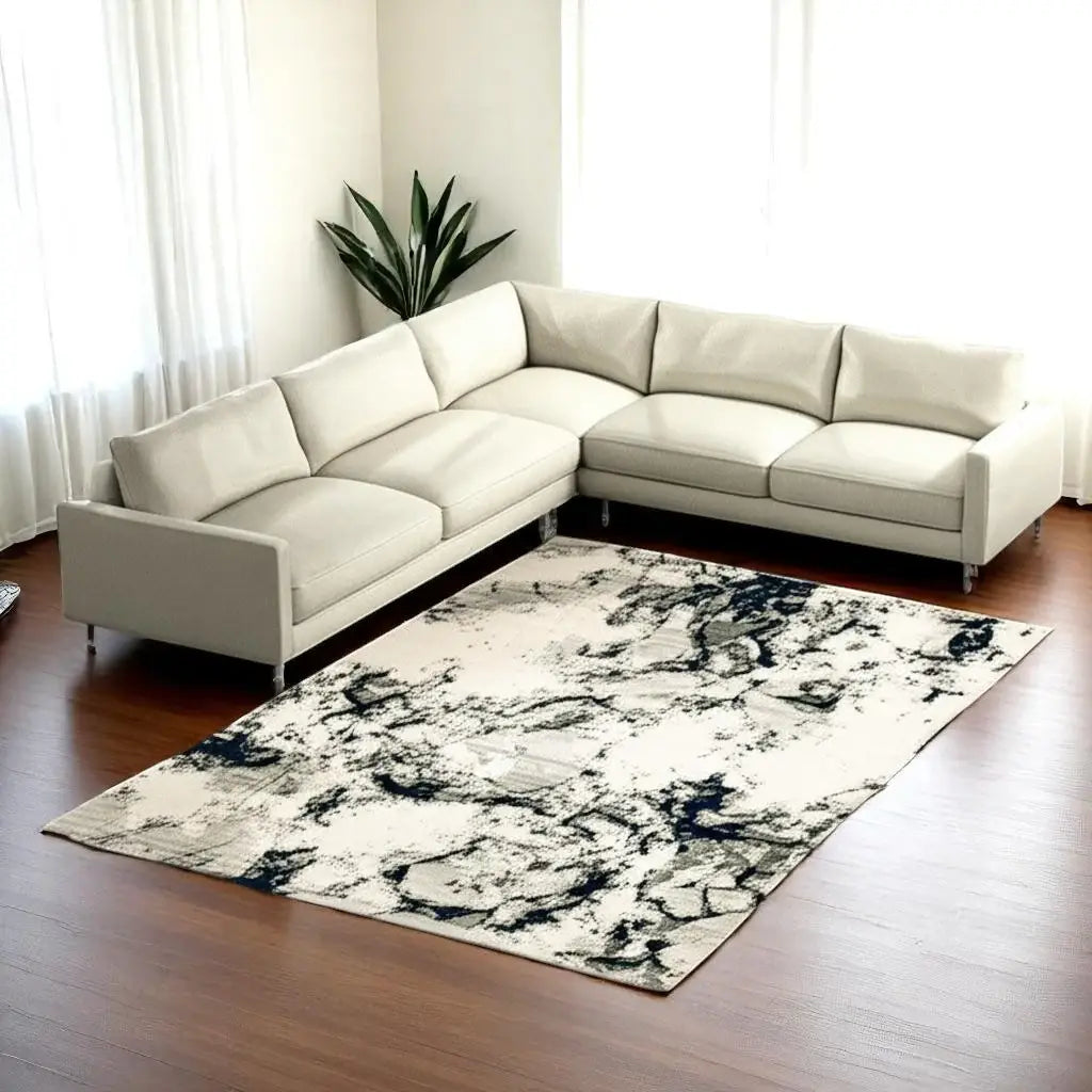 8' X 11' Gray and Black Abstract Power Loom Area Rug - Homeroots - Flyclothing LLC