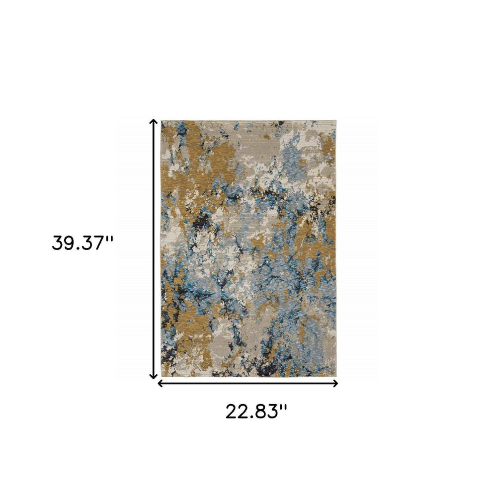 2' X 3' Gray and Ivory Abstract Power Loom Area Rug - Homeroots - Flyclothing LLC