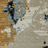 12' Runner Gold Grey and Ivory Abstract Power Loom Runner Rug - Homeroots - Flyclothing LLC