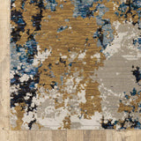 12' Runner Gold Grey and Ivory Abstract Power Loom Runner Rug - Homeroots - Flyclothing LLC