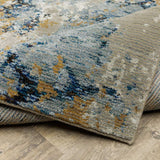 12' Runner Gold Grey and Ivory Abstract Power Loom Runner Rug - Homeroots - Flyclothing LLC