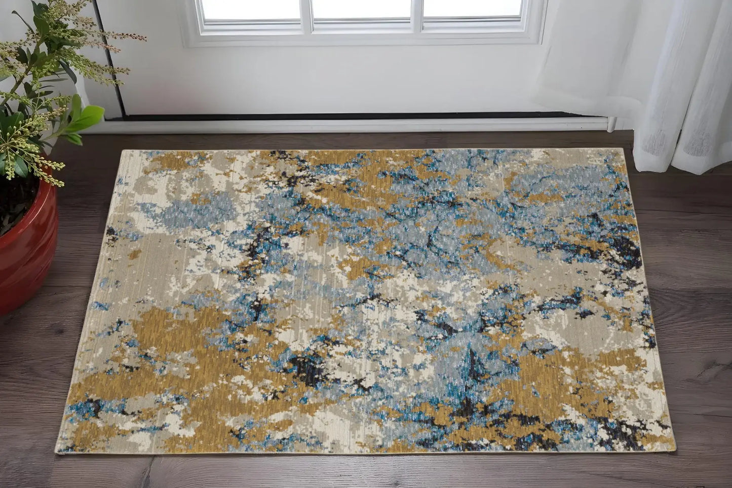 3' X 5' Gray and Ivory Abstract Power Loom Area Rug - Homeroots - Flyclothing LLC