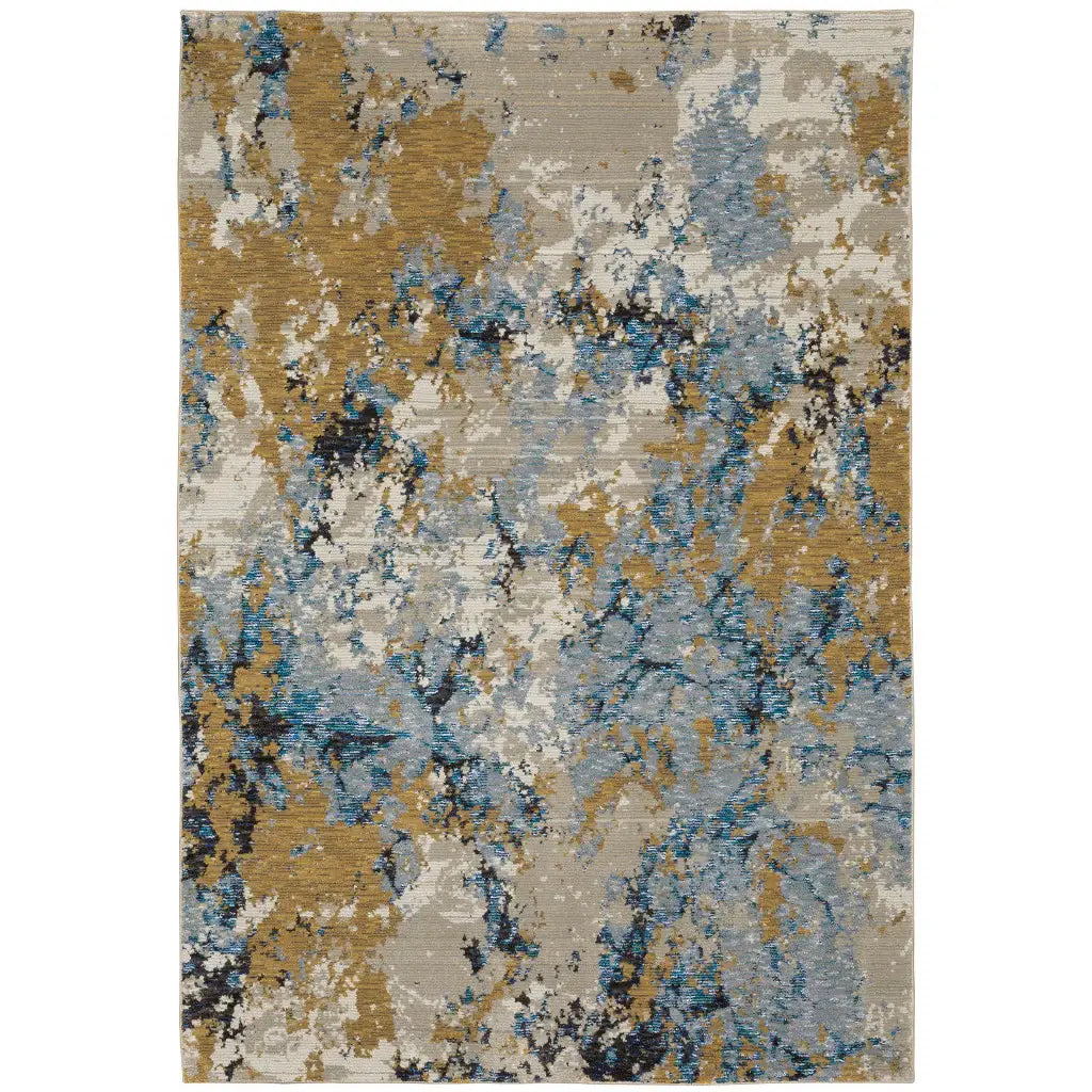 7' X 10' Gray and Ivory Abstract Power Loom Area Rug - Homeroots - Flyclothing LLC