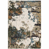 10' X 13' Blue and Ivory Abstract Power Loom Area Rug - Homeroots - Flyclothing LLC