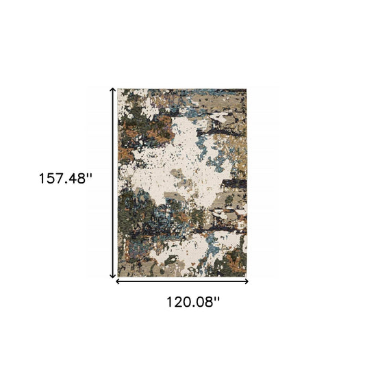 10' X 13' Blue and Ivory Abstract Power Loom Area Rug - Homeroots - Flyclothing LLC