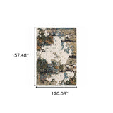 10' X 13' Blue and Ivory Abstract Power Loom Area Rug
