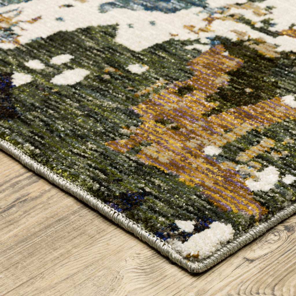 10' X 13' Blue and Ivory Abstract Power Loom Area Rug - Homeroots - Flyclothing LLC