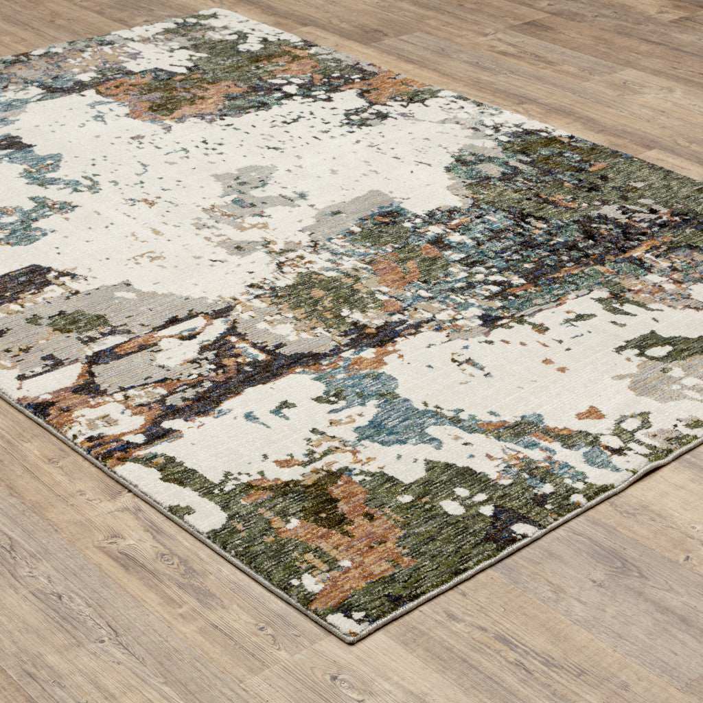 10' X 13' Blue and Ivory Abstract Power Loom Area Rug - Homeroots - Flyclothing LLC