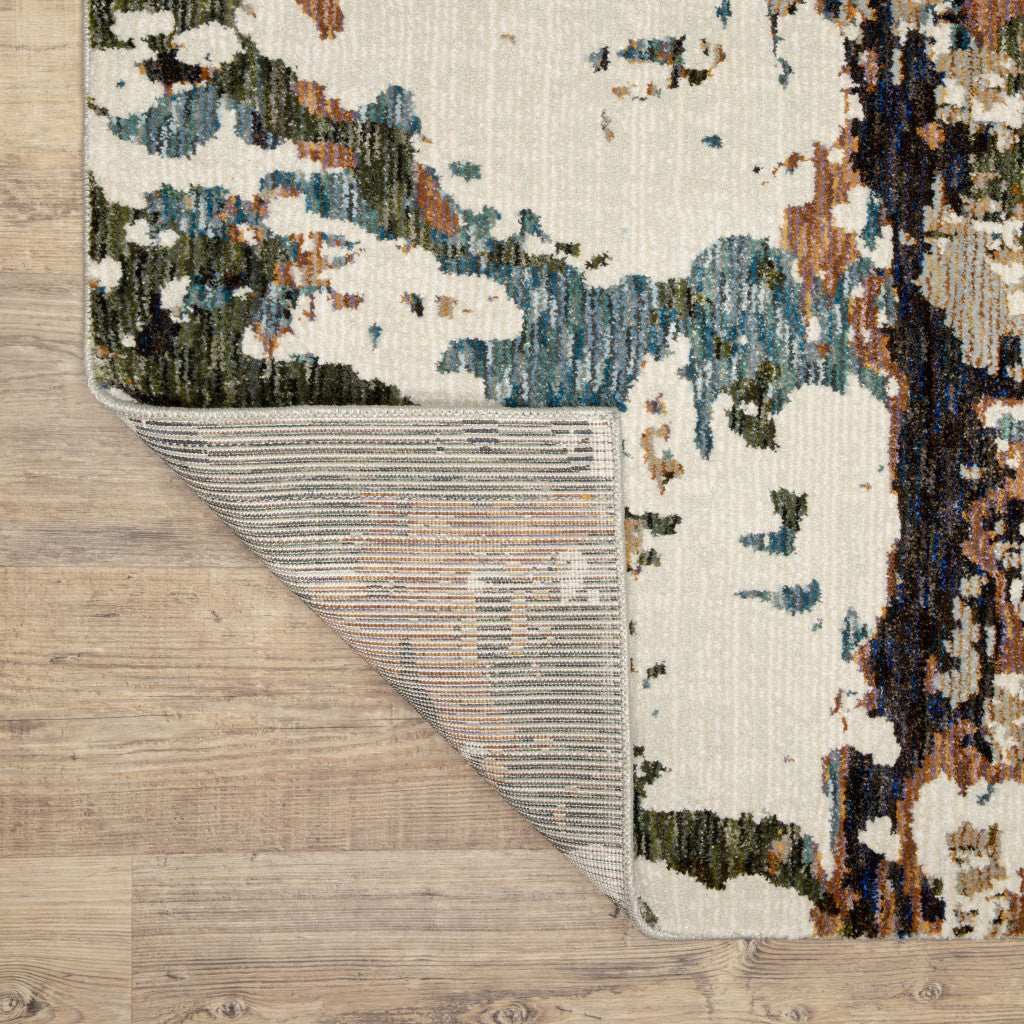 10' X 13' Blue and Ivory Abstract Power Loom Area Rug - Homeroots - Flyclothing LLC