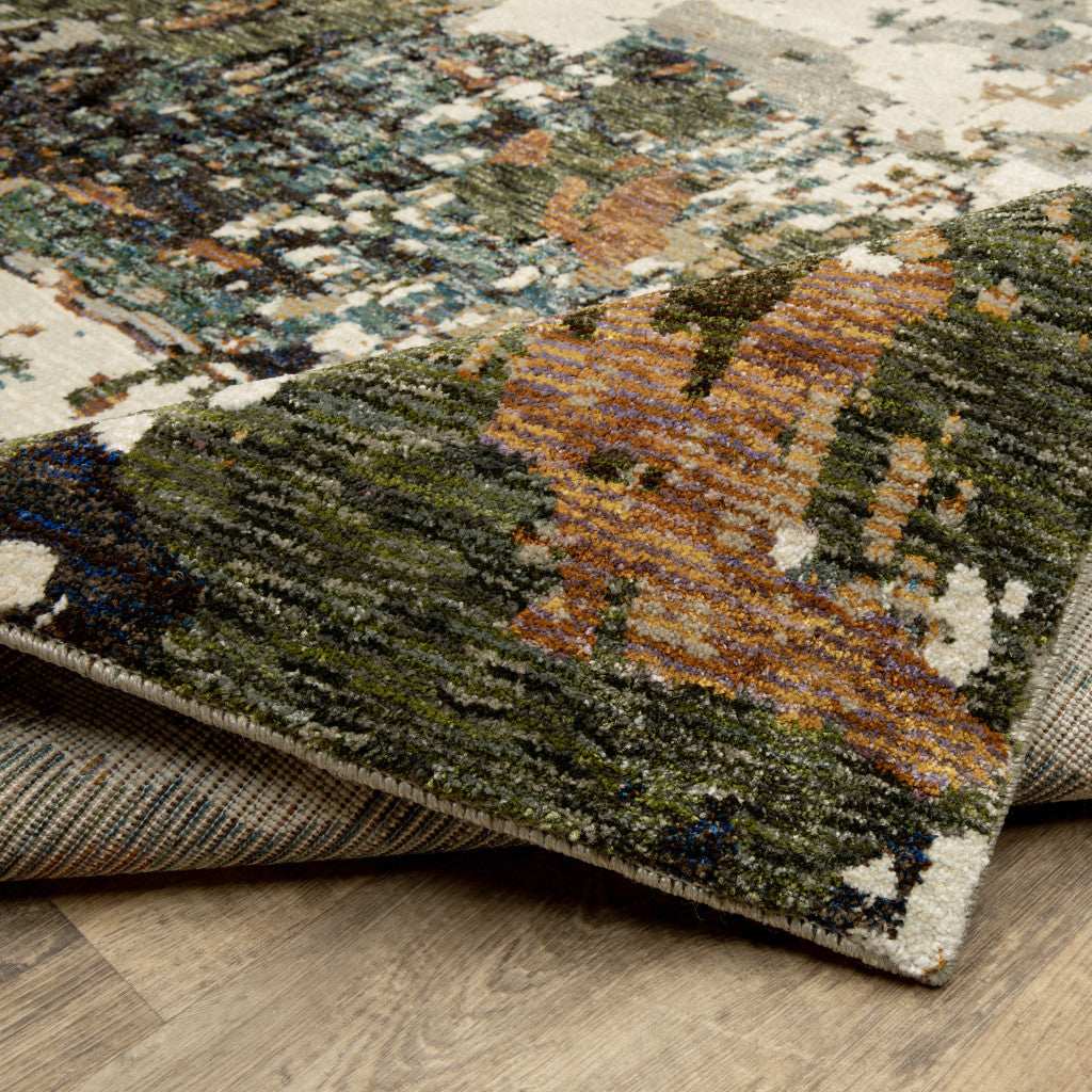 10' X 13' Blue and Ivory Abstract Power Loom Area Rug - Homeroots - Flyclothing LLC