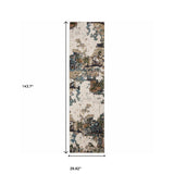 12' Runner Green Gold and Blue Abstract Power Loom Runner Rug - Homeroots - Flyclothing LLC