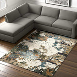 7' X 10' Blue and Ivory Abstract Power Loom Area Rug - Homeroots - Flyclothing LLC