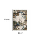 8' X 11' Blue and Ivory Abstract Power Loom Area Rug - Homeroots - Flyclothing LLC