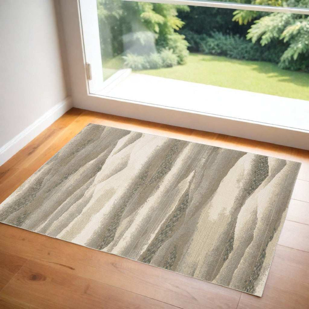 2' X 3' Blue and Gray Abstract Power Loom Area Rug - Homeroots