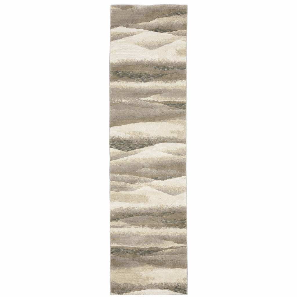 8' Runner Blue and Gray Abstract Power Loom Runner Rug - Homeroots - Flyclothing LLC