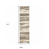 12' Runner Grey Blue and Teal Abstract Power Loom Runner Rug - Homeroots