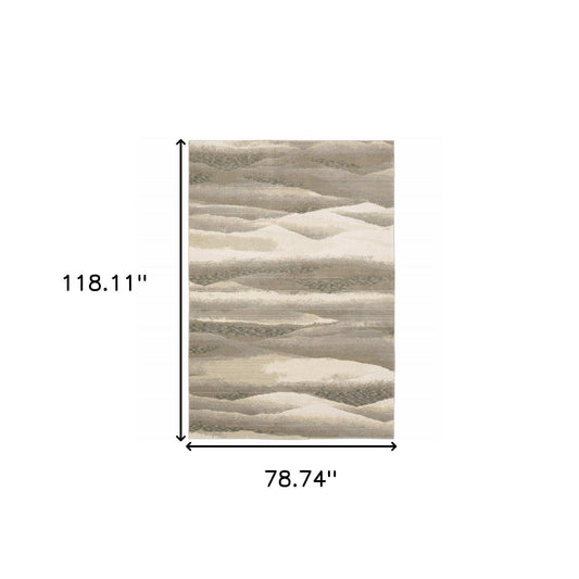 7' X 10' Blue and Gray Abstract Power Loom Area Rug - Homeroots - Flyclothing LLC