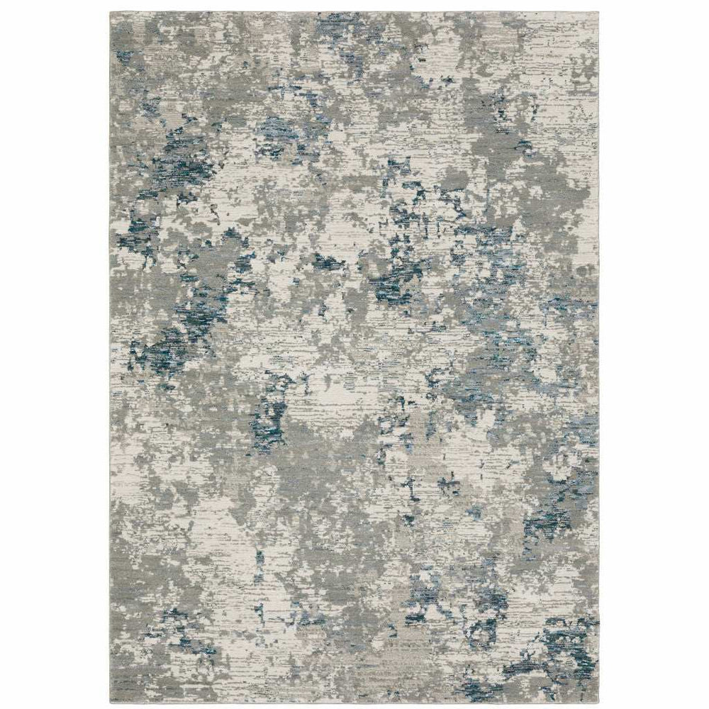 2' X 3' Blue and Beige Abstract Power Loom Area Rug - Homeroots
