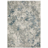 2' X 3' Blue and Beige Abstract Power Loom Area Rug - Homeroots