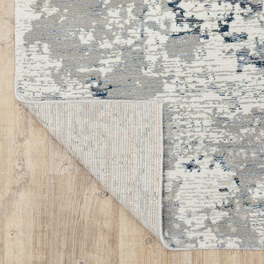 12' Runner Blue Beige and Teal Abstract Power Loom Runner Rug - Homeroots - Flyclothing LLC