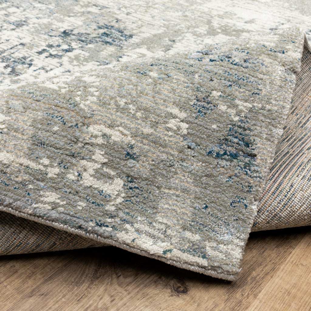 12' Runner Blue Beige and Teal Abstract Power Loom Runner Rug - Homeroots - Flyclothing LLC