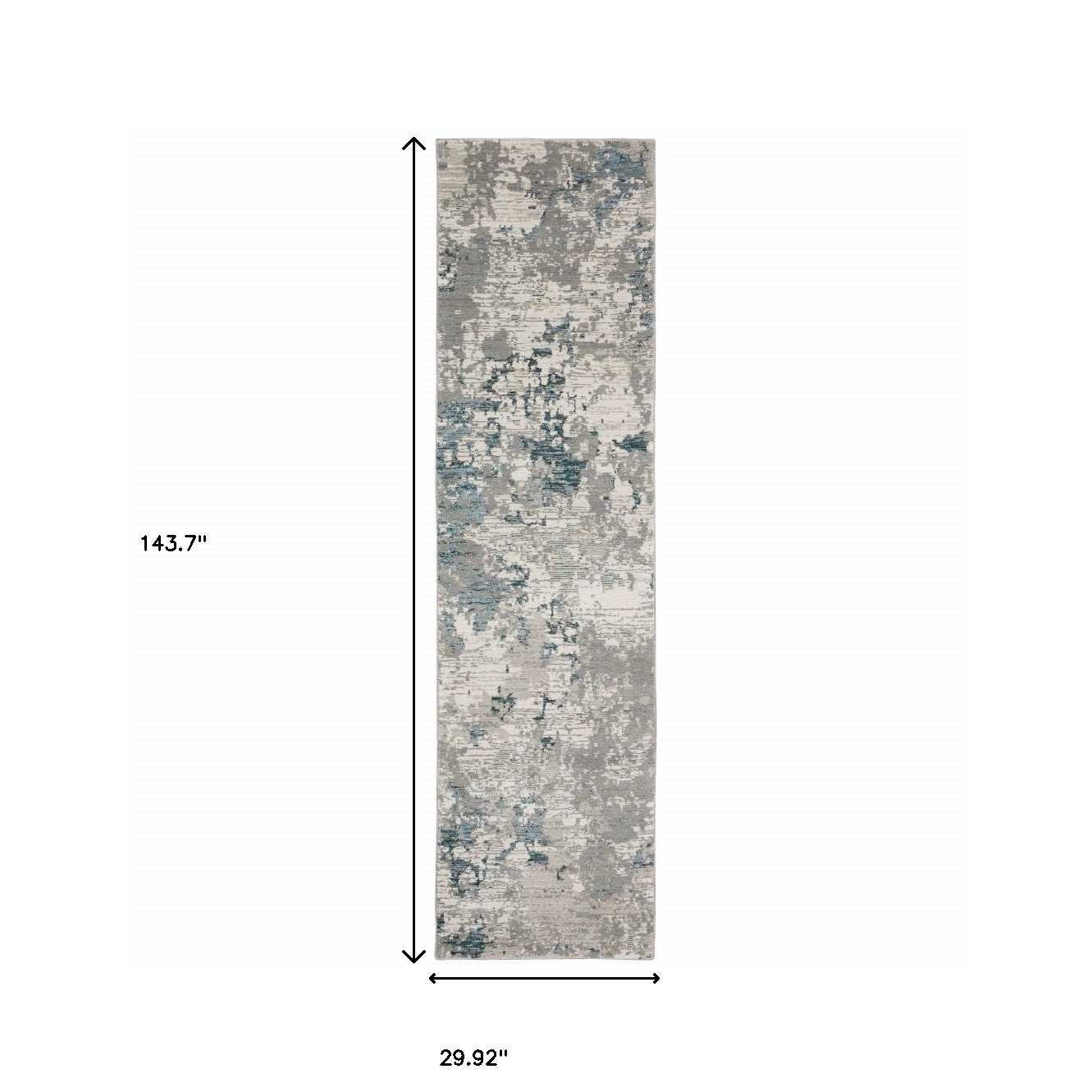 12' Runner Blue Beige and Teal Abstract Power Loom Runner Rug - Homeroots - Flyclothing LLC