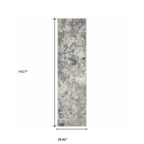 12' Runner Blue Beige and Teal Abstract Power Loom Runner Rug - Homeroots - Flyclothing LLC