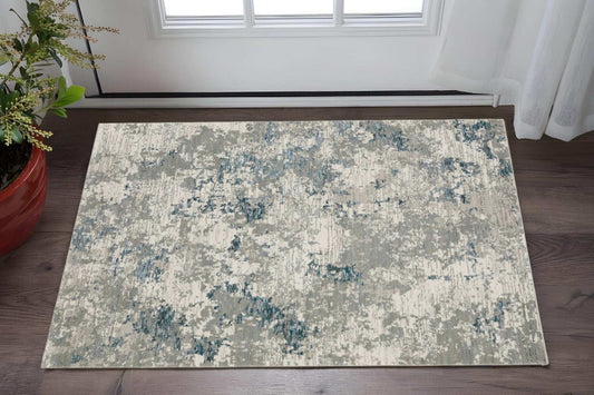 3' X 5' Blue and Beige Abstract Power Loom Area Rug - Homeroots - Flyclothing LLC